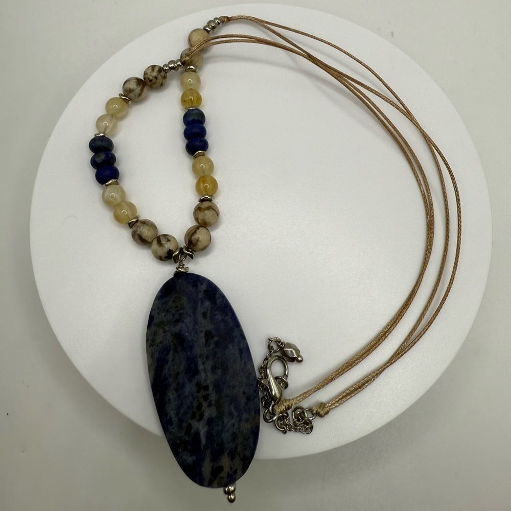 J.Jill Blue Sodalite Beaded Statement Necklace 21” Adjustable - Picture 3 of 3